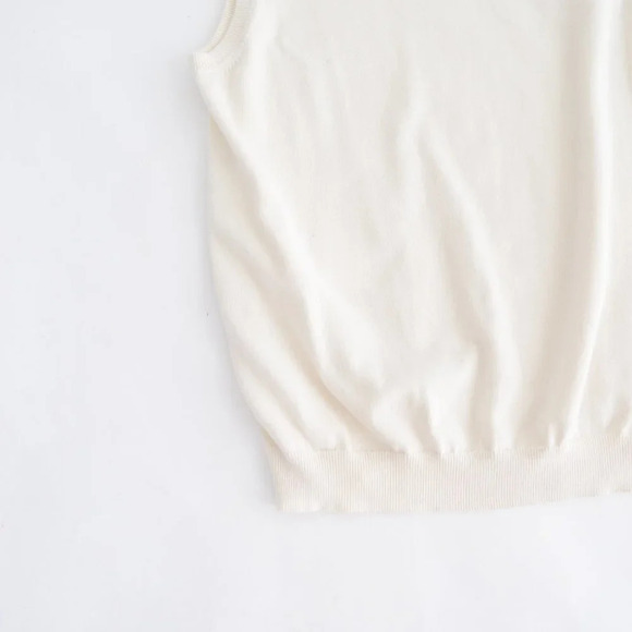 Men's 100% Cotton Chaps Cream Knit Vest - Medium - Picture 8 of 9